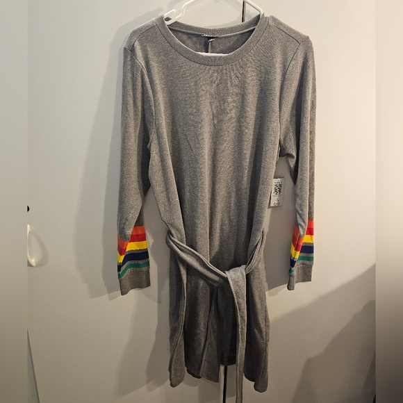 torrid Dresses & Skirts - Torrid Gray Long Sleeve Dress with Colorful Stripes